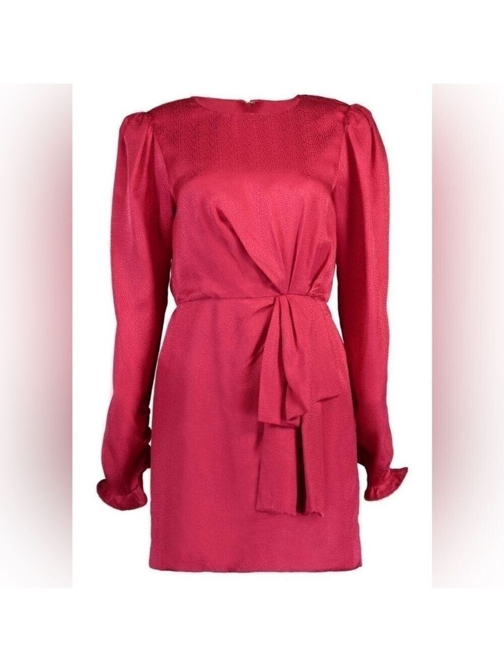 New SALONI Debbie Silk Stamped Mini Dress in Cherry Pink Size 8 - Picture 3 of 14